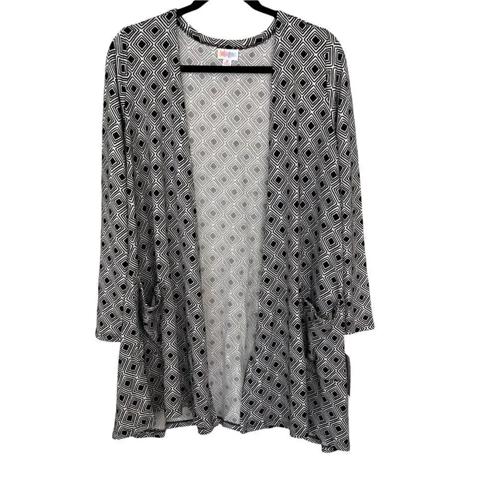Lularoe Caroline Cardigan Black & White - Size Medium